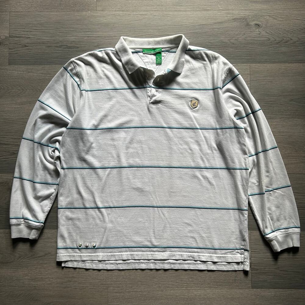 Vintage y2k Rocawear Striped Long Sleeve Polo rugby collared Shirt